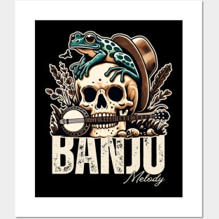 Banjo skull head lover Posters and Art